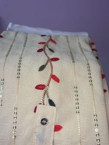 Elegant Cream Kurta with Sequins