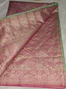 Pink Sequin Embroidered Saree with blouse