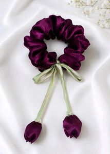 Elegant Purple Scrunchie with Tassels