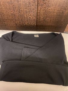 Black Square Neck Ribbed Long Sleeve Top
