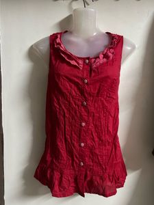 Red Button-Up Top