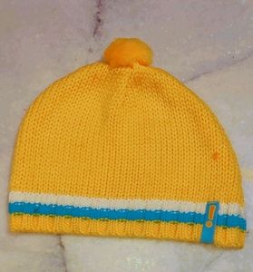 Yellow Winter Shrug Cap Muffler Set For Baby Girl