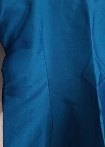 Blue Kurti with Brocade Neckline