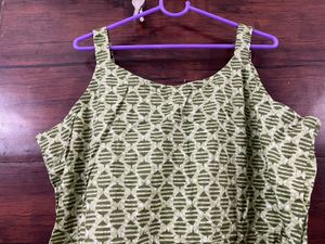 Green Printed Cotton Kurta