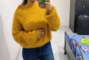 Mustard Fuzzy Knit Pullover