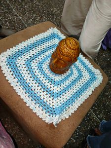 Handmade Crochet Doily with Buddha Head Decor