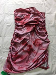 Strapless Ruched Tie-Dye Mini Dress