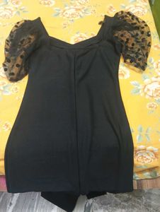 Black Dress with Puff Sleeves