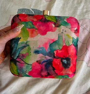 Vibrant Floral Print Clutch Bag