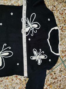 Chic Black Butterfly Knit Sweater