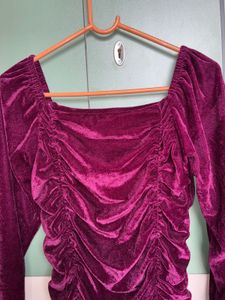 Dark pinkish Burgundy Velvet Mini Dress