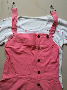 White Long Sleeve Top with Pink Polka Dots