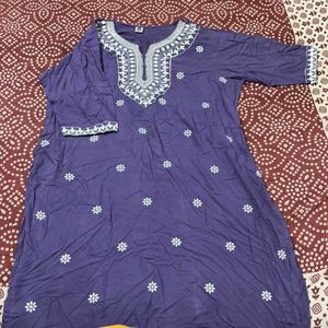 Purple Embroidered Kurta with pant