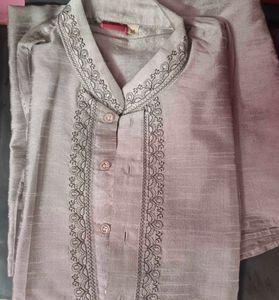 Best offer Elegant Silver Silk Kurta Set