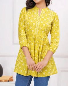 Yellow Printed Kurta