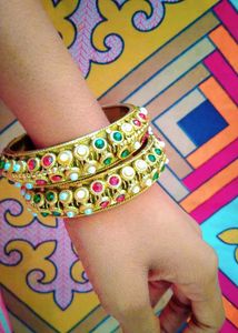 Colorful Gemstone Bangles (Set of 2)
