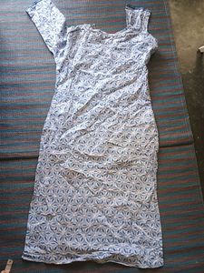 Stylish Blue Geometric Print Kurta with one side p