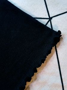 Black Ribbed Crop Tank Top