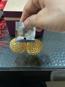 Ornate Gold Filigree Jhumka Earrings