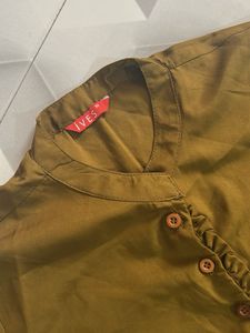 Elegant olive top with Unique Sleeves buy1get2free