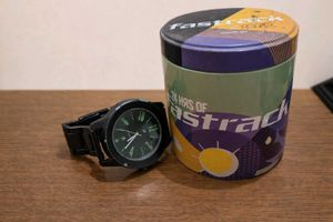 Fastrack Style Black Watch + Metal Box