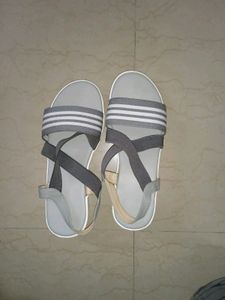 Cement Sky-blue Heel Belt Slippers