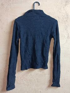 Ribbed Collared Button-Up Top Cropped Cardigan