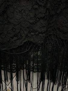 Black Lace Jacket with Fringe