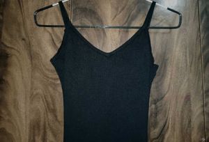 Sleek Black Ribbed mid dress