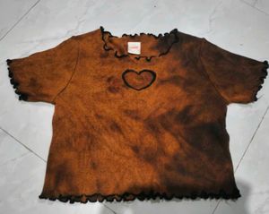 Y2K Heart Graphic Bleached Top