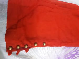 New Red Chiffon Pant With Linning Inside