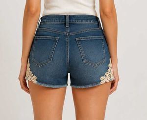 Stylish Denim Shorts with Lace Detail