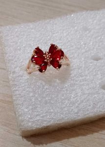 Dainty Red Gemstone Butterfly Ring