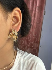 Elegant Gold Tone Leaf Earrings