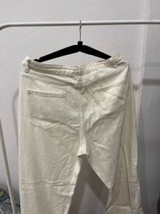 Cream Wide Leg Jeans
