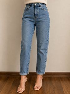Classic Blue Wash Mom Jeans