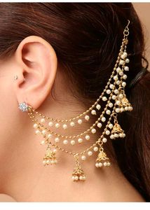 Elegant Pearl & Jhumka Ear Chain