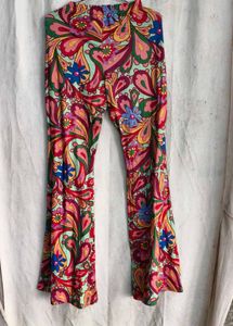8229. Retro Floral Print Flared Pants