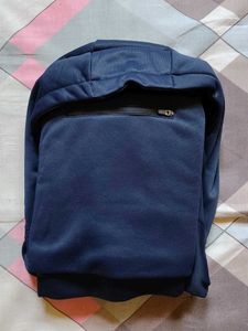 Men Navy Blue Polyester Hoody