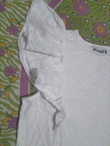 White Eyelet Flutter Sleeve Top