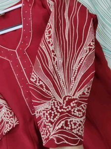 Elegant Red  Suit with Pearl Handwork