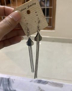 Silver Tone Chain Drop Earrings