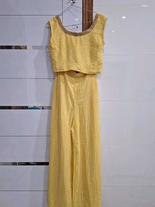 Elegant Yellow Kurta plazo Set with Sequins