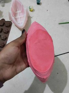 Pink Handmade Concrete Boat-Shaped Decorative Tray
