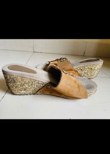 Sequin Golden Party Wear Wedges