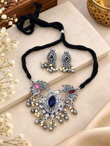 Oxidised Silver Necklace and Earring Set