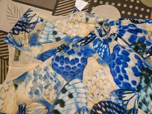 Blue Butterfly Print Dress wrap design