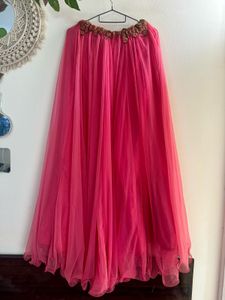 Flamingo pink Skirt-Palazzo &amp; Top Chunni Set