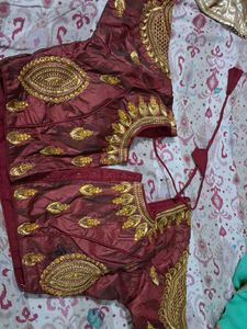Maroon Embroidered Silk Blouse