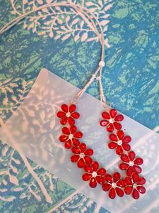 Red Floral Stone Necklace